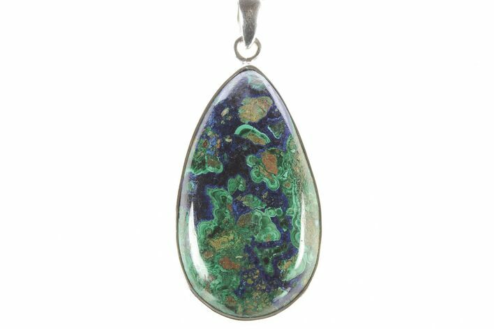 Vibrant Malachite and Azurite Pendant - Sterling Silver #253189